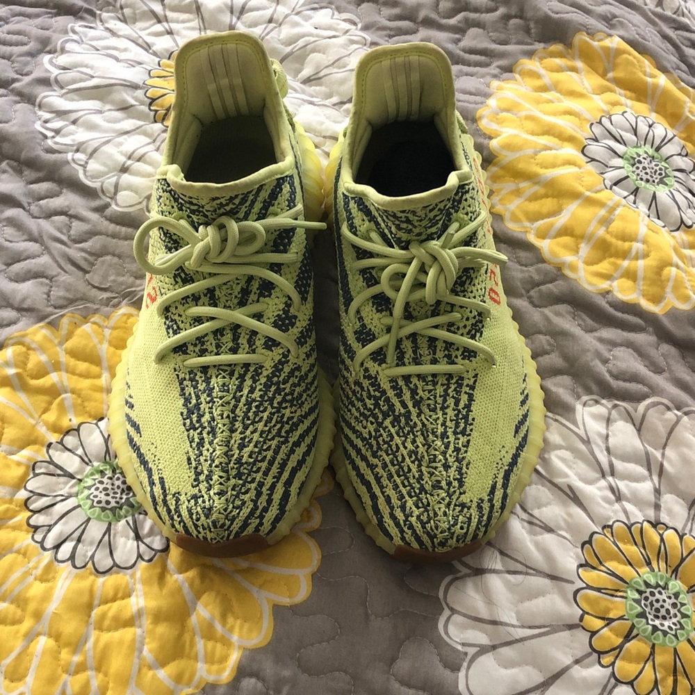 Yellow and grey jeezy sneakers